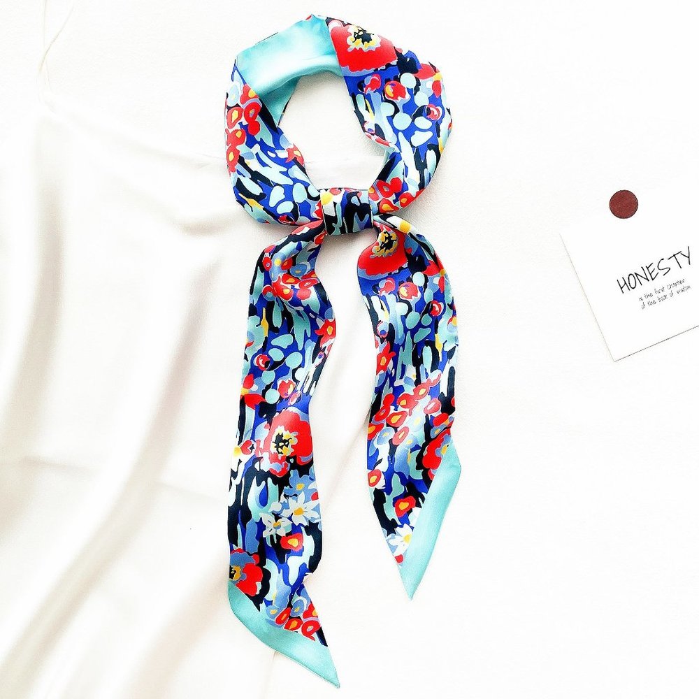 NEW Aqua Floral Scarf / Twilly